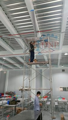 THI CÔNG LẮP ĐẶT QUẠT TRẦN TẠI XƯỞNG MAY MẶC KVAT GARMENT 5 lắp đặt quạt trần
